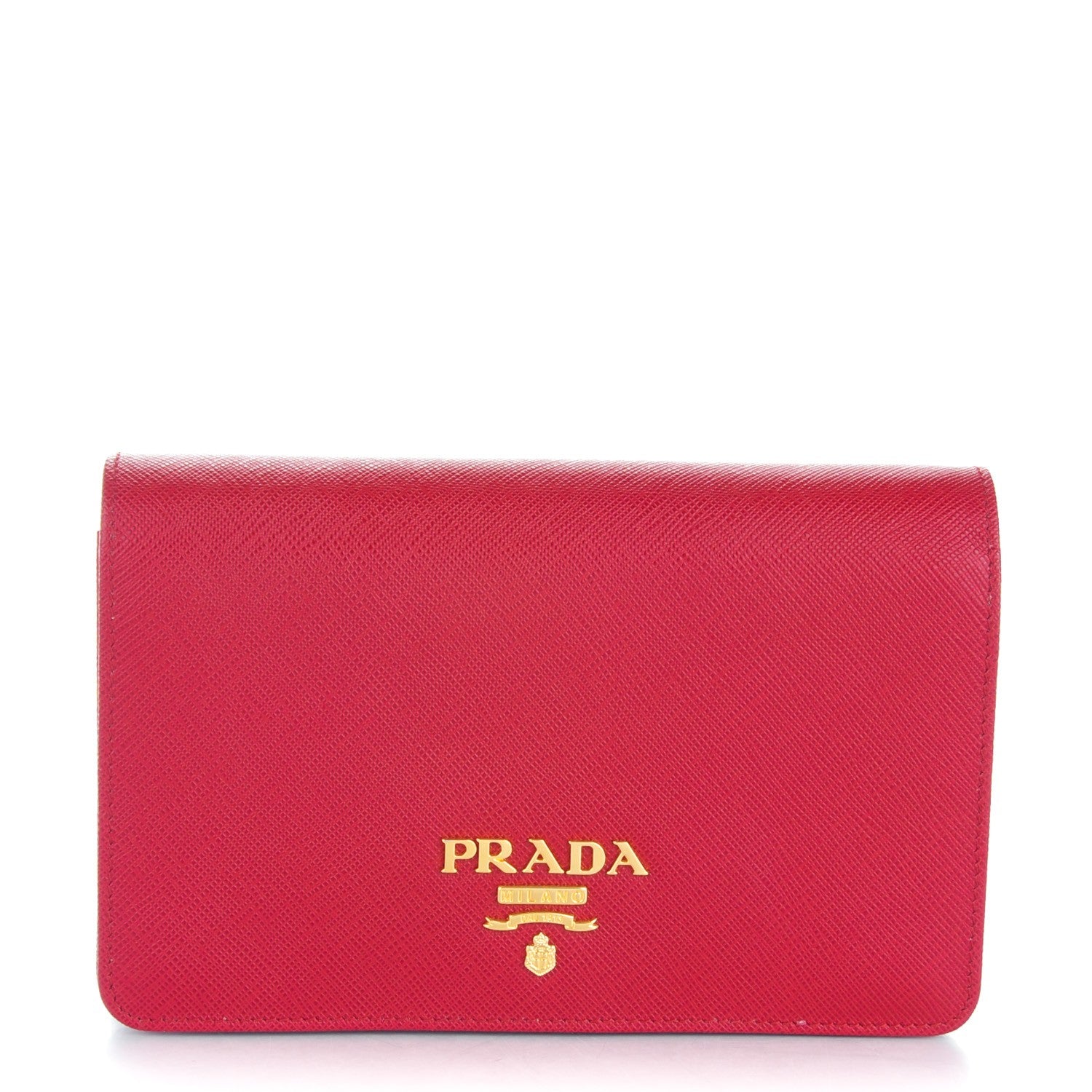 Prada Saffiano Lux Chain Wallet Fuoco 1 of 6