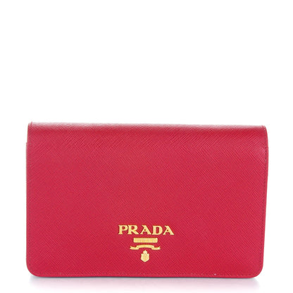 Prada Saffiano Lux Chain Wallet Fuoco 1 of 6