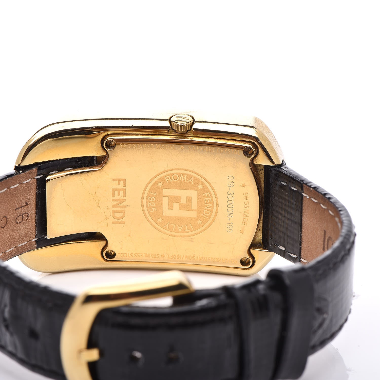 Fendi Stainless Steel Calfskin Diamond Enamel 29mm Chameleon Quartz Watch Black 5 of 9
