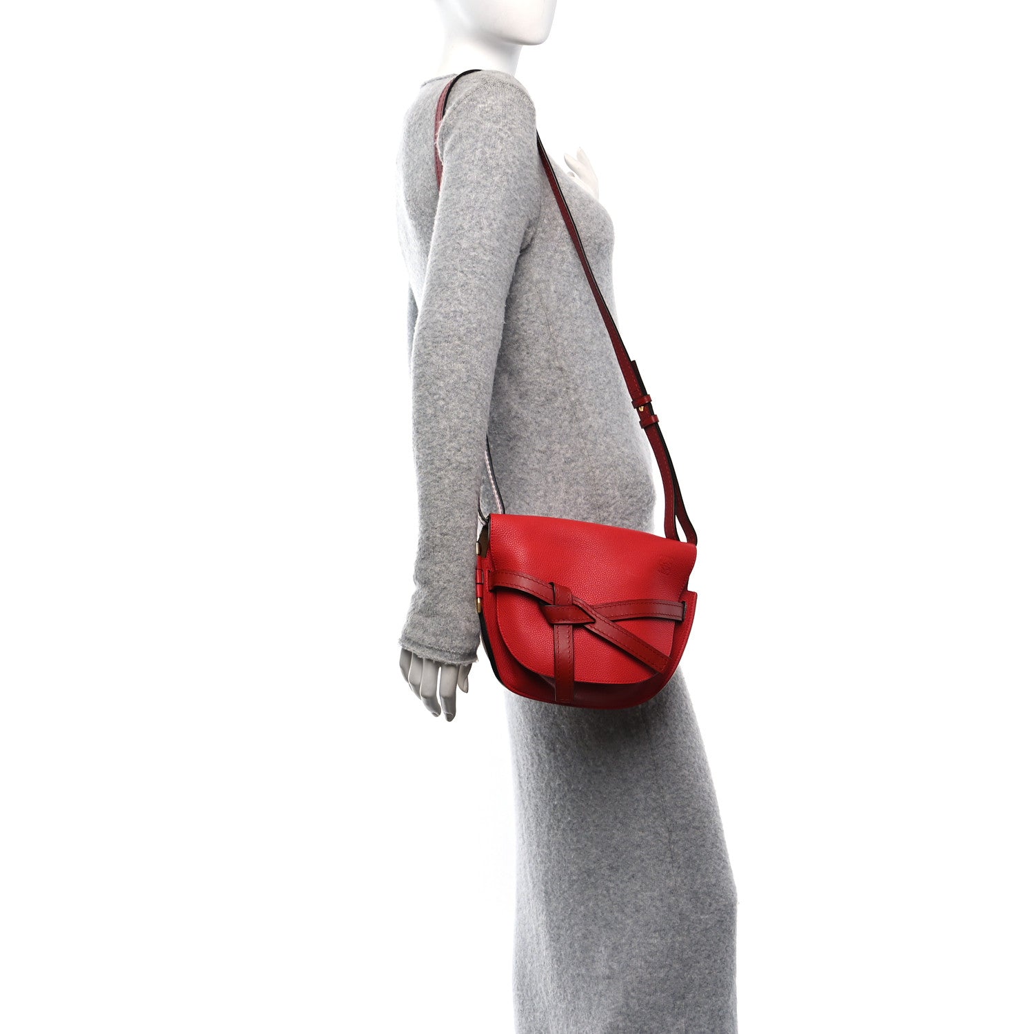Loewe Grained Calfskin Small Gate Crossbody Bag Burnt Red 2 of 9