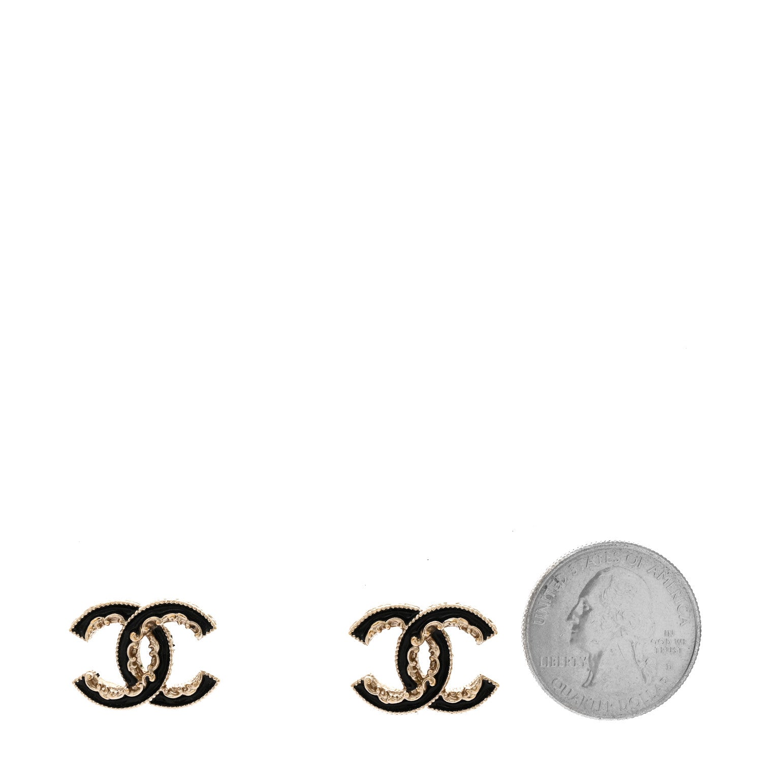 Chanel Enamel CC Baroque Earrings Black Gold 2 of 5