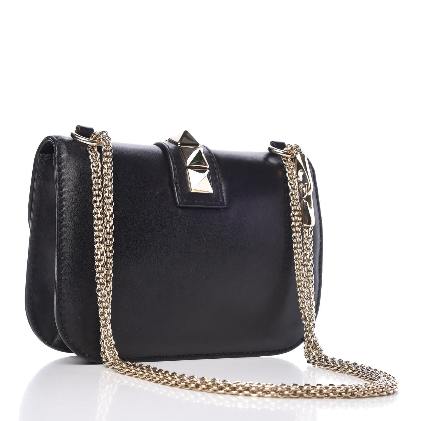 Vitello Small Glam Lock Rockstud Flap Black