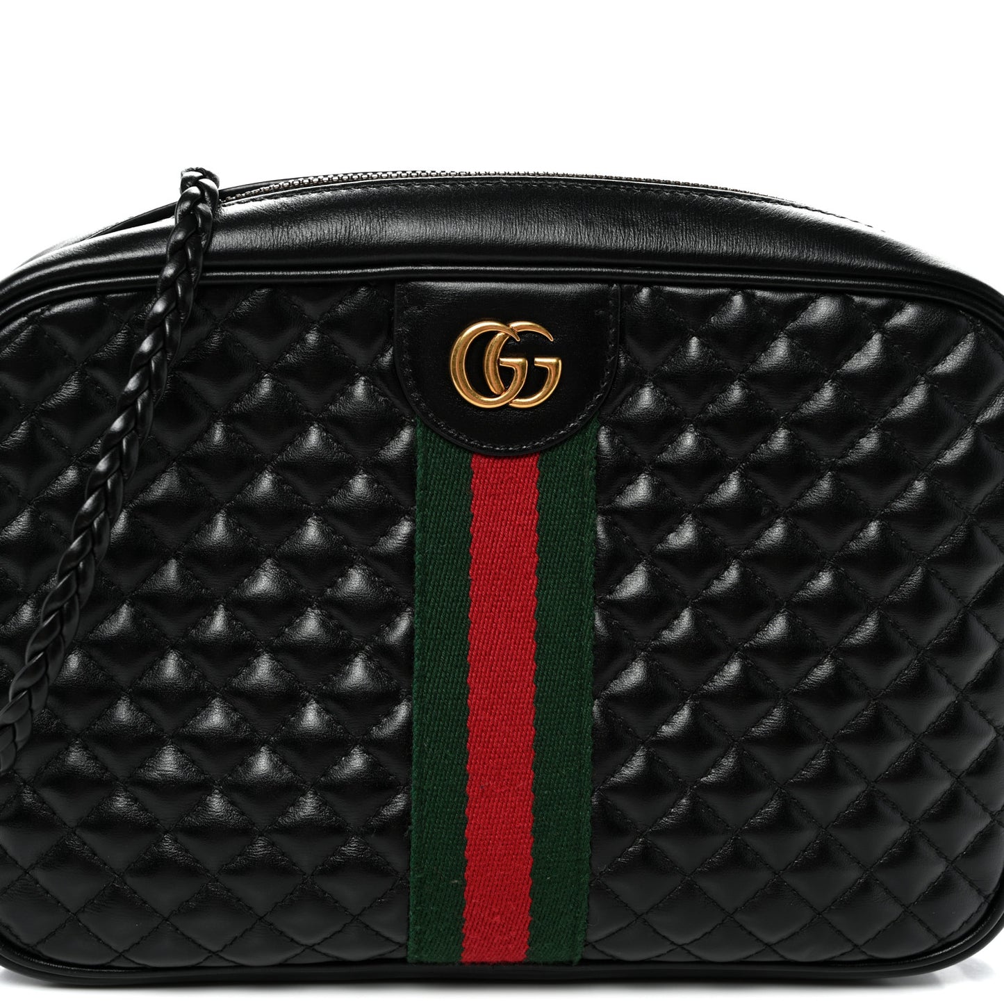 Calfskin Web Trapuntata Small GG Shoulder Bag Black