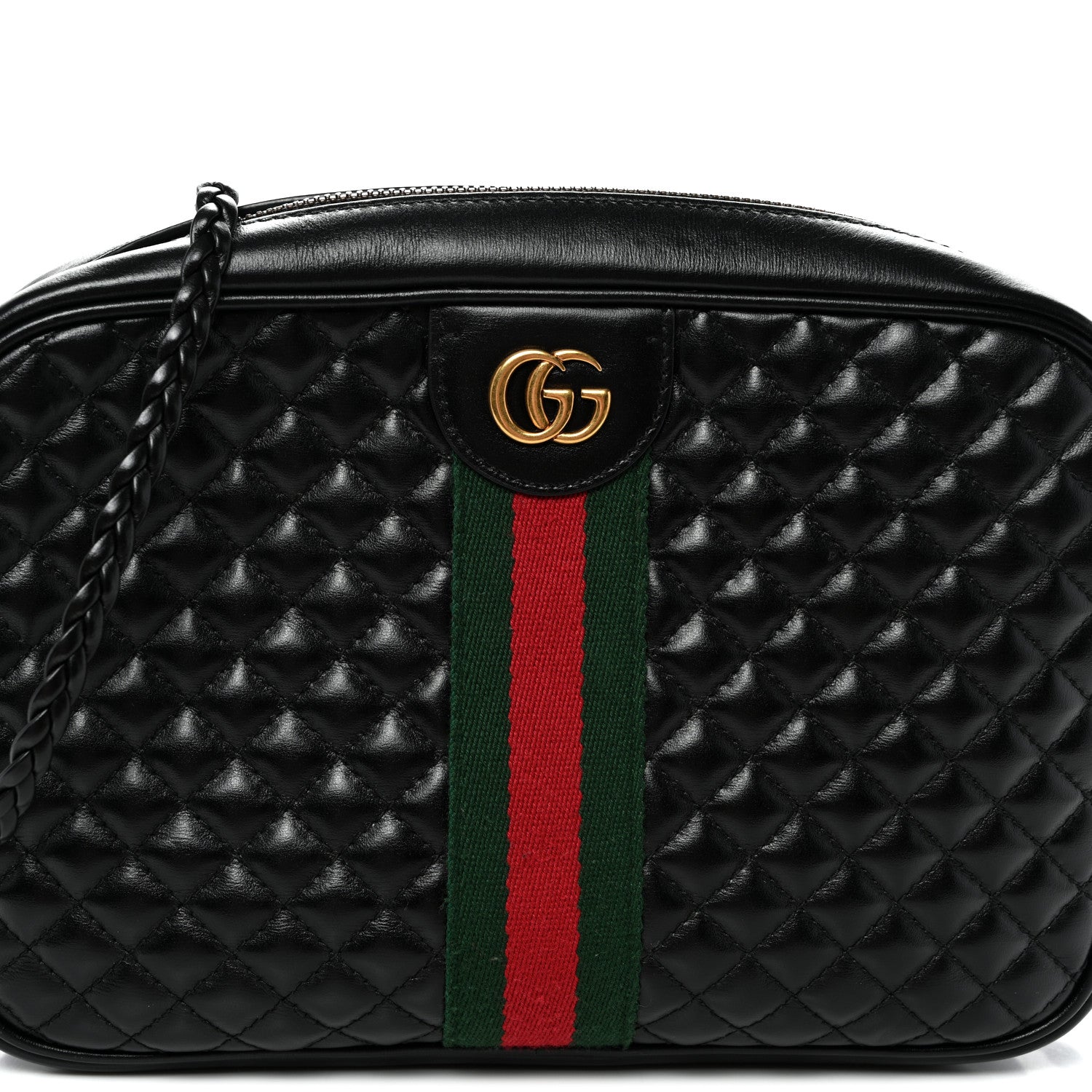 Gucci Calfskin Web Trapuntata Small GG Shoulder Bag Black 8 of 11