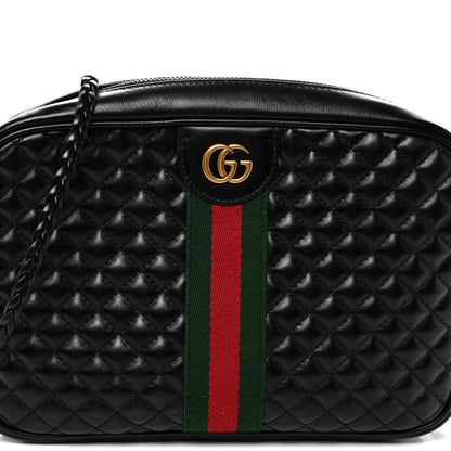 Gucci Calfskin Web Trapuntata Small GG Shoulder Bag Black 8 of 11