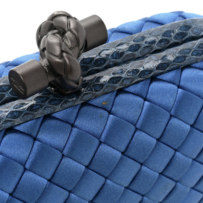 Bottega Veneta Satin Intreccio Impero Ayers Knot Clutch Blue 9 of 11