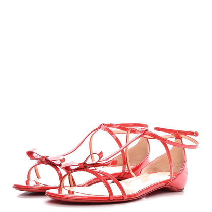 Christian Louboutin Patent Blakissima Flat Sandals 39 Fraise 3 of 8