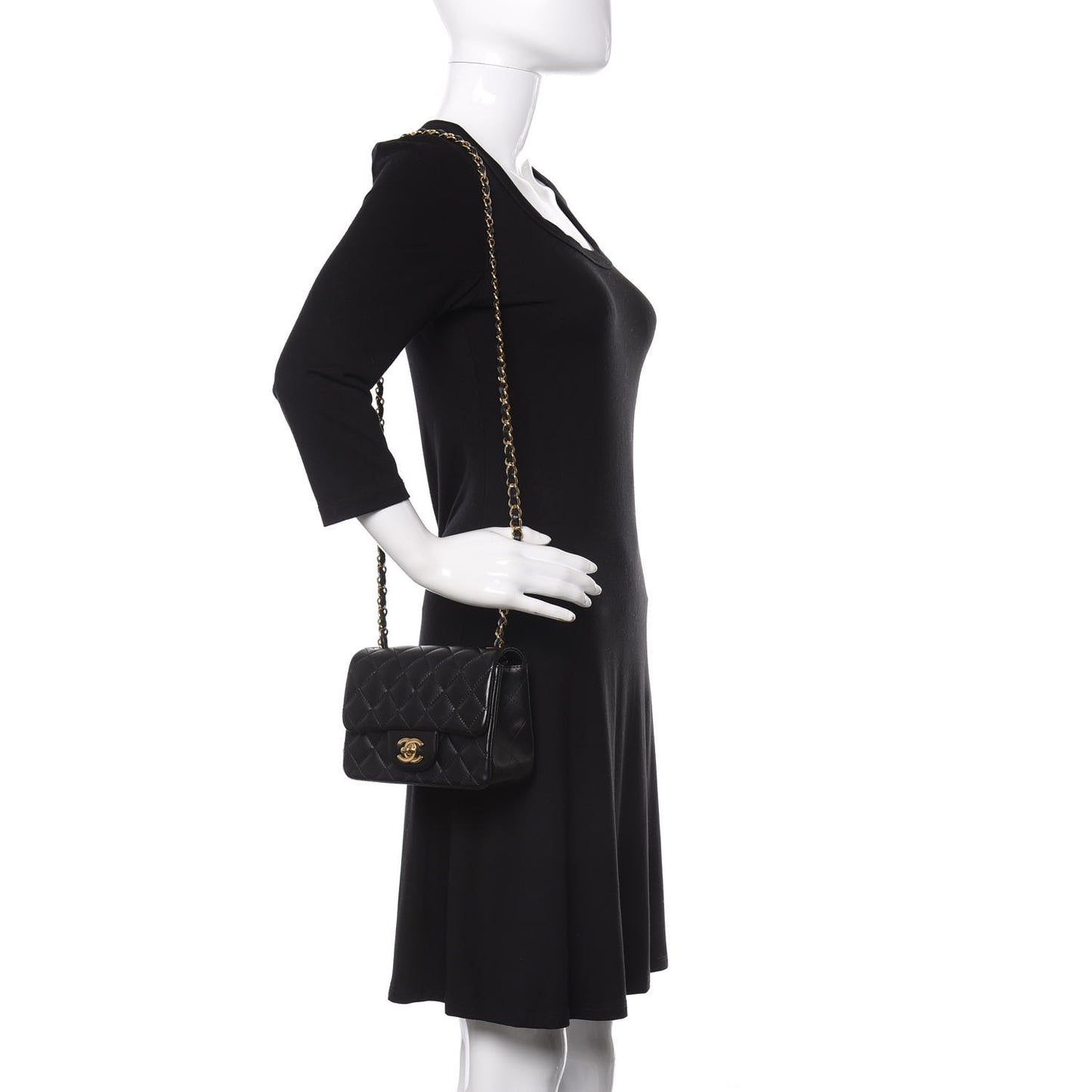 Lambskin Quilted Mini Square Flap Black