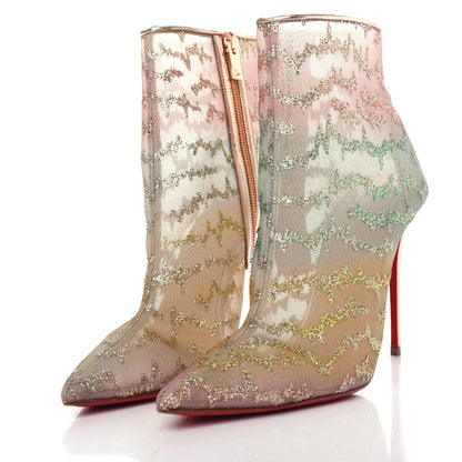 Christian Louboutin Rete Tulle Nancy Bootie 100 Ankle Boots 39.5 Multicolor Blush 3 of 11