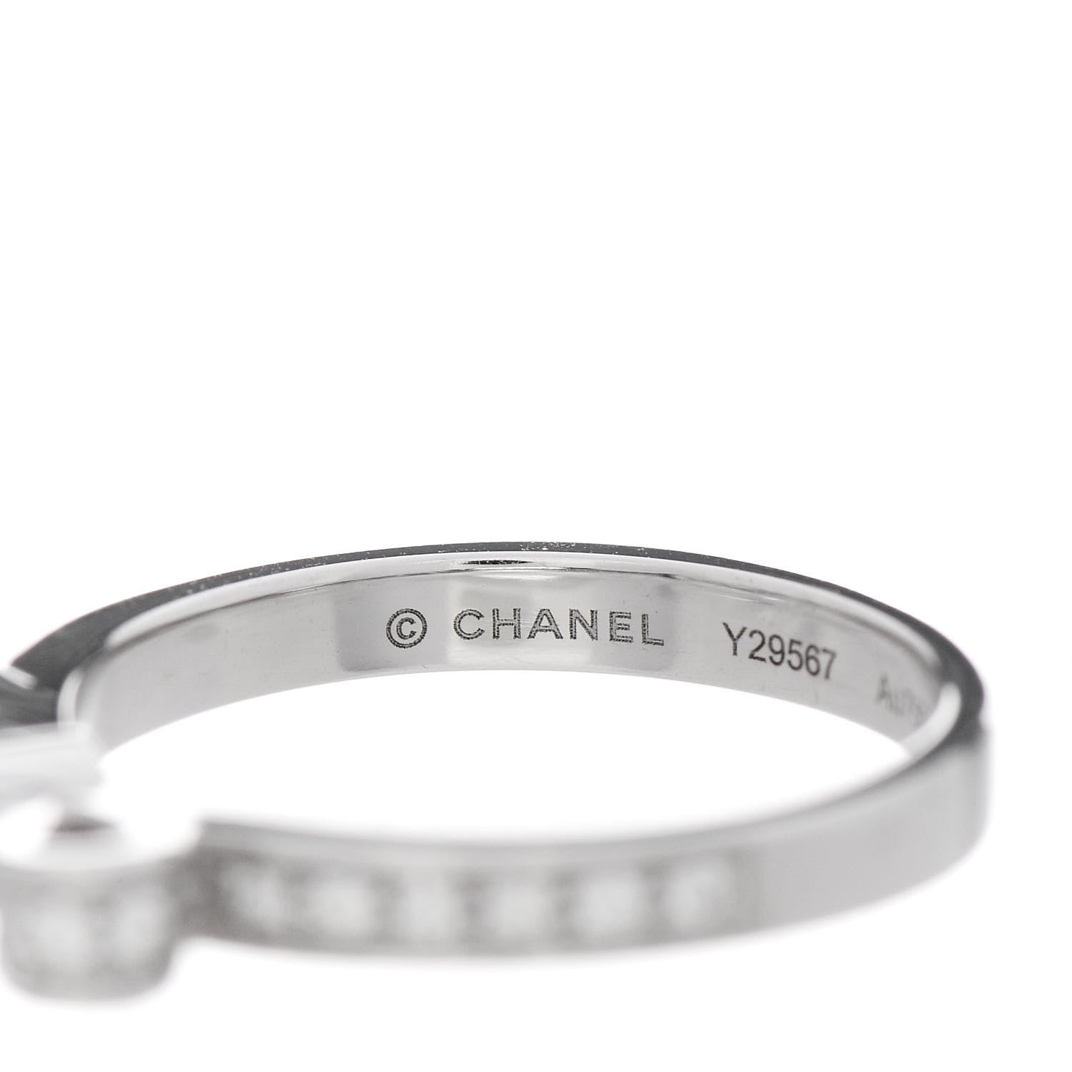 Chanel 18K White Gold Diamond Ruban Ring 48 4.5 4 of 6