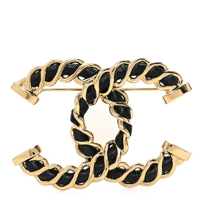 Chanel Lambskin Chain CC Brooch Black Gold 1 of 4