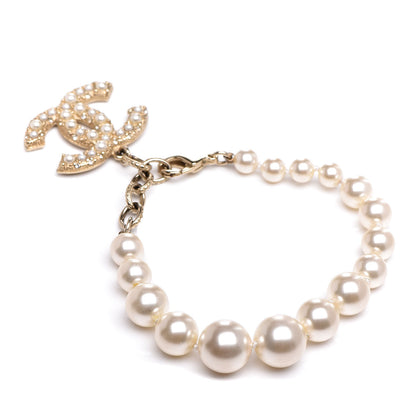 Chanel Pearl Crystal CC Bracelet Gold 3 of 4