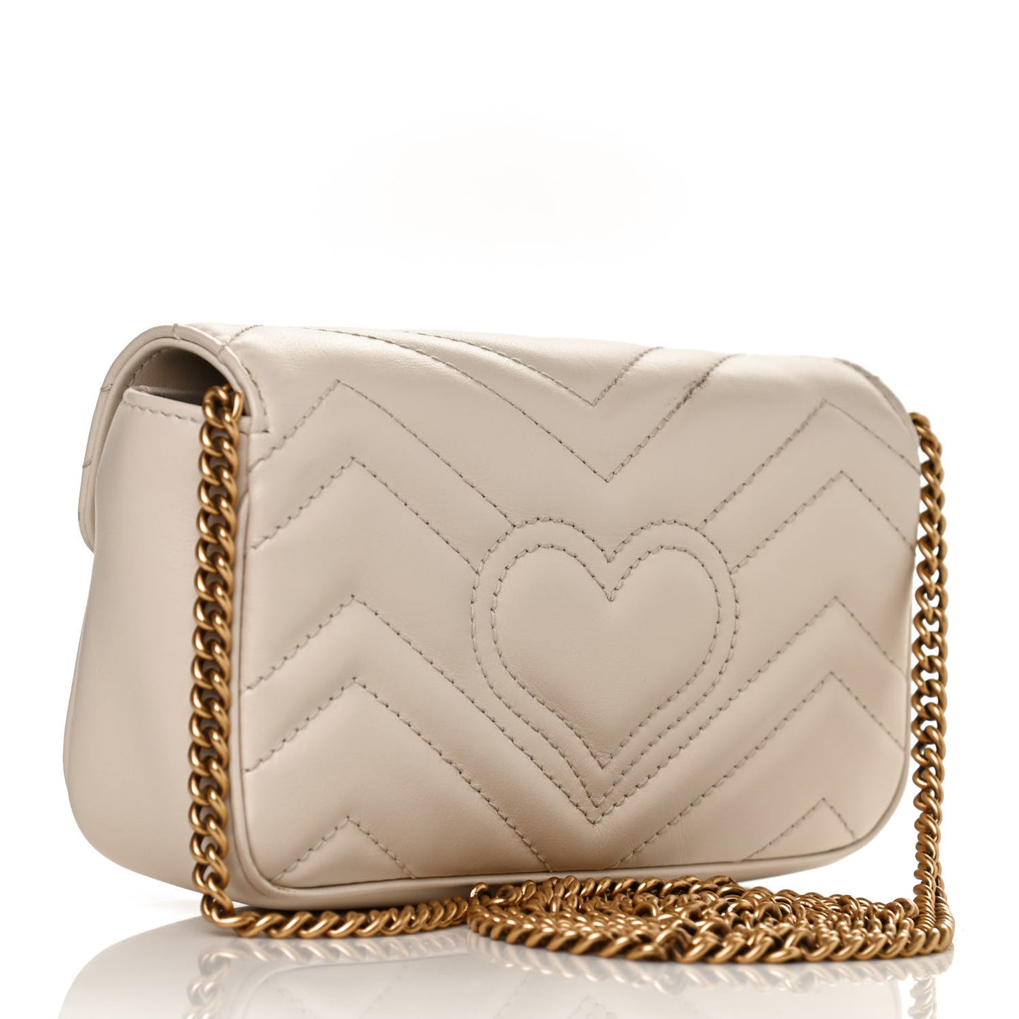 Calfskin Matelasse Super Mini GG Marmont Shoulder Bag White
