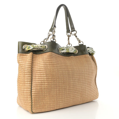 Gucci Natural Straw Ayers Snakeskin Positano Tote 4 of 12
