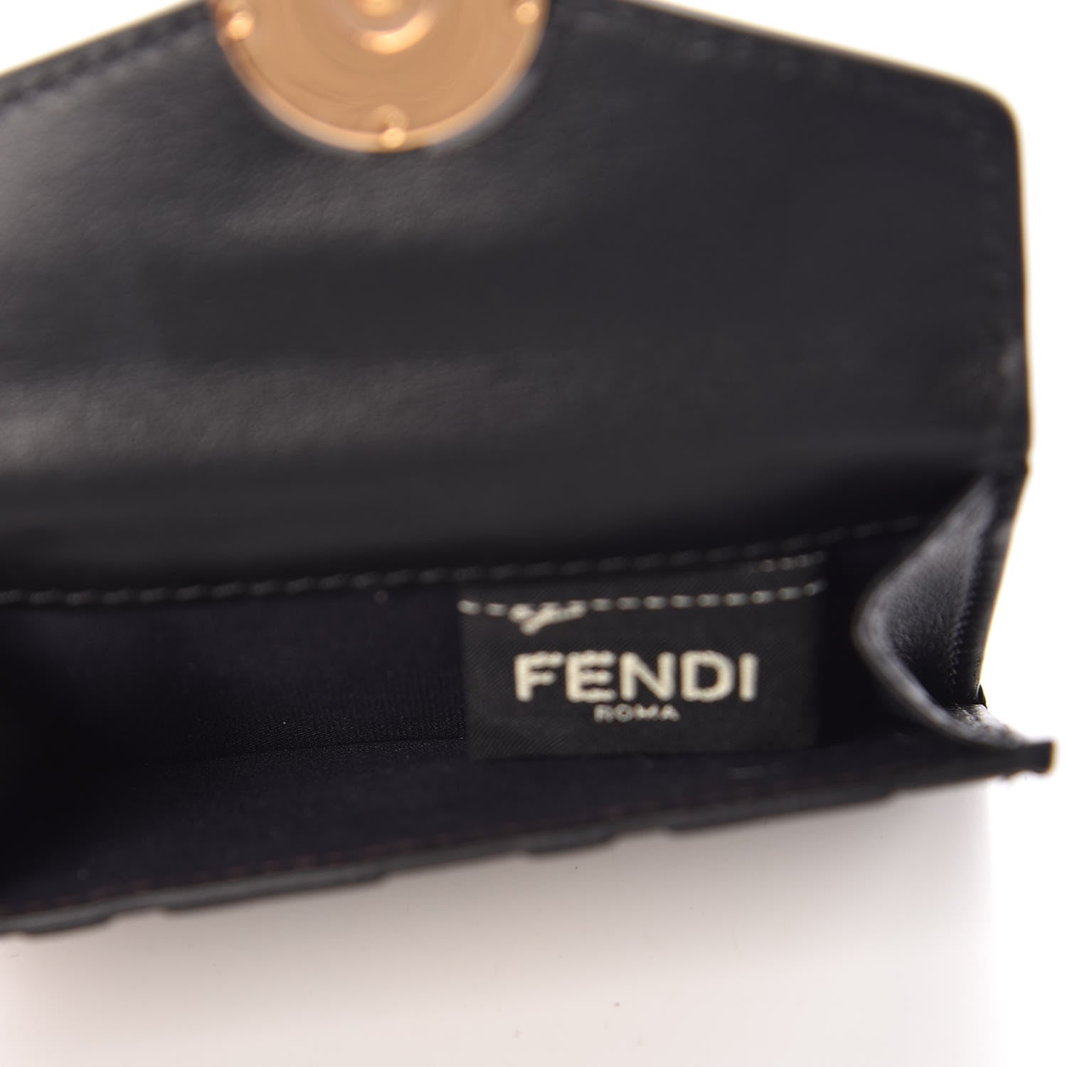 Fendi Vitello Liberty F is Fendi Bi-Color FF 1974 Embossed Micro Tri-Fold Envelope Wallet Maya Black 5 of 8