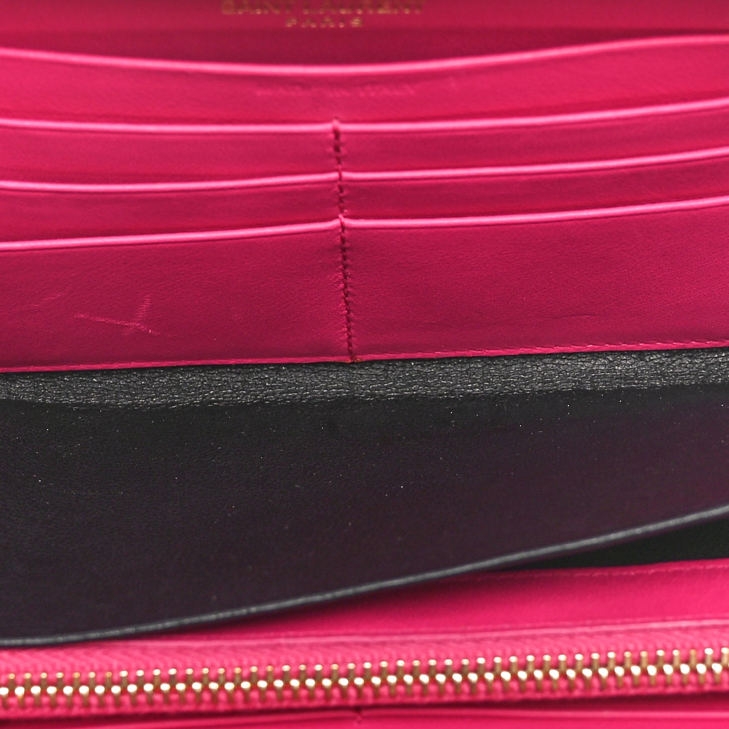 Calfskin Monogram Zip Around Wallet Fuchsia