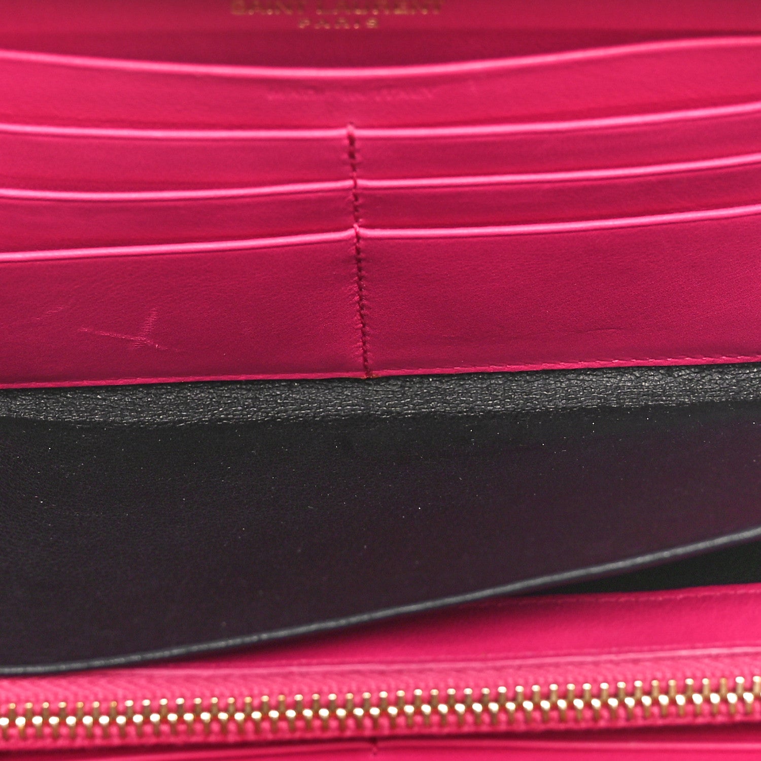 Saint Laurent Calfskin Monogram Zip Around Wallet Fuchsia 5 of 9