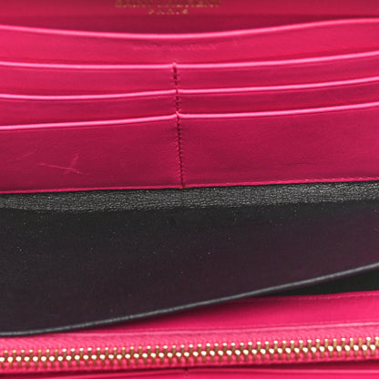 Saint Laurent Calfskin Monogram Zip Around Wallet Fuchsia 5 of 9