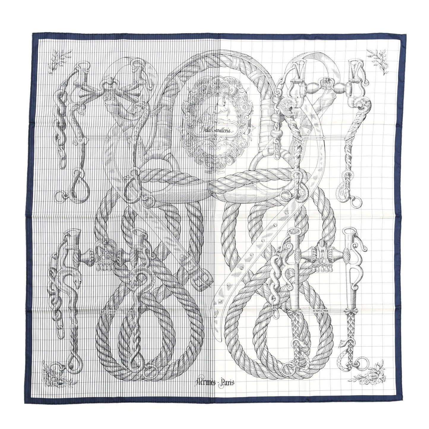 Silk Della Cavalleria Finesse Scarf 90 Marine White