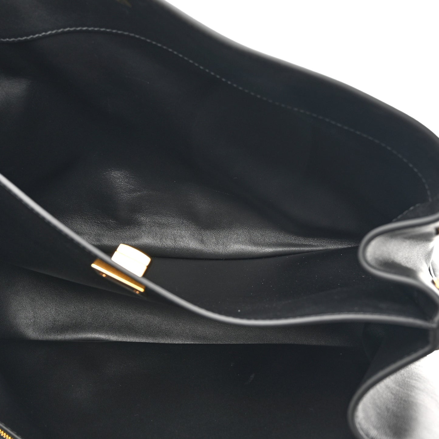Natural Smooth Calfskin Medium Rodeo Top Handle Handbag Black