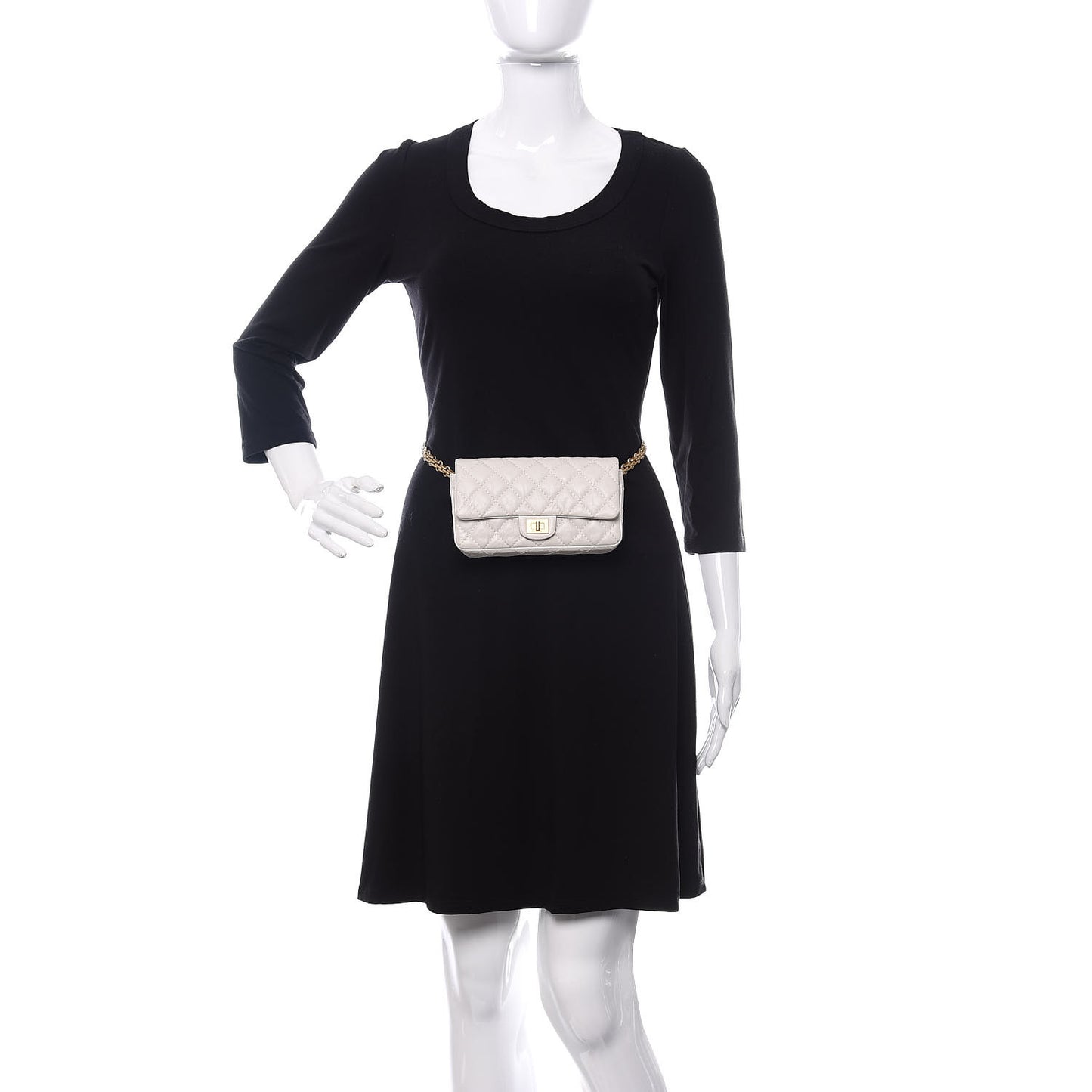 Aged Calfskin Quilted 2.55 Reissue Flap Belt Bag White