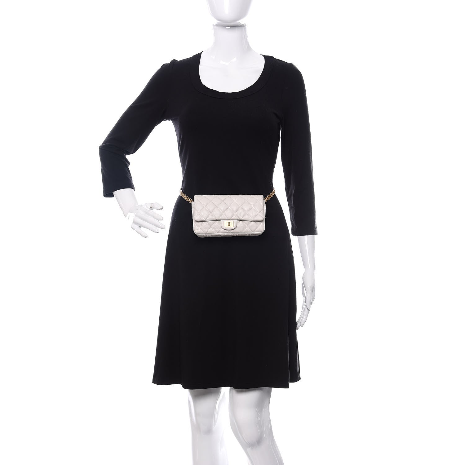 Chanel Aged Calfskin Quilted 2.55 Reissue Flap Belt Bag White 2 of 10