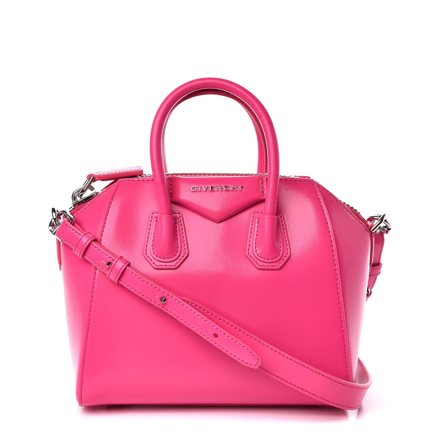 Shiny Lord Calfskin Mini Antigona Shocking Pink