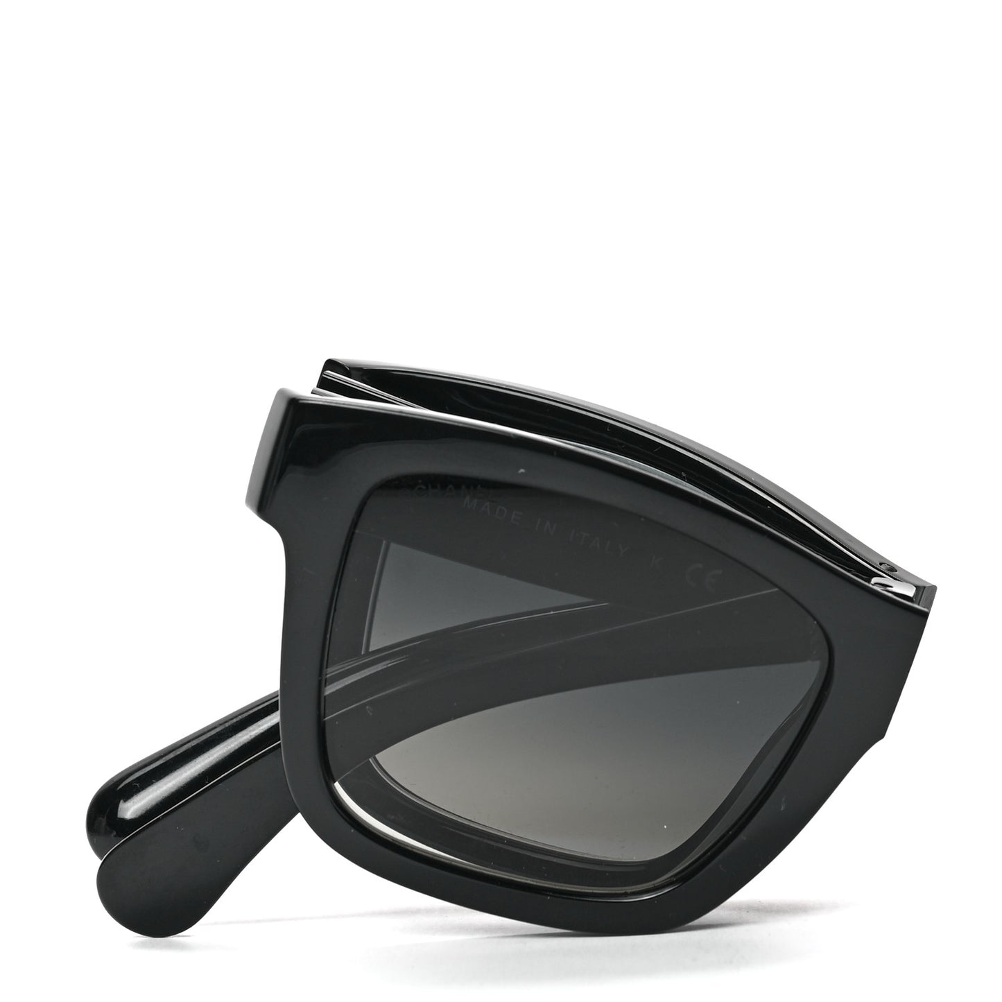 Acetate Metal Square Folding Sunglasses 6053 Black