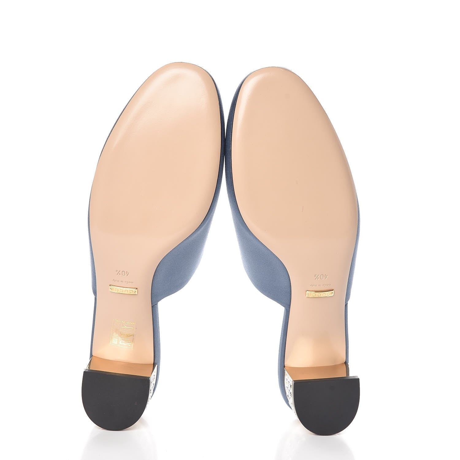 Gucci Silk Satin Crystal Embellished Bow Mules 40.5 Carta Zucchero 6 of 11