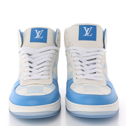 Louis Vuitton Calfskin Damier Mens Rivoli High Top Sneakers 8 Blue 2 of 12