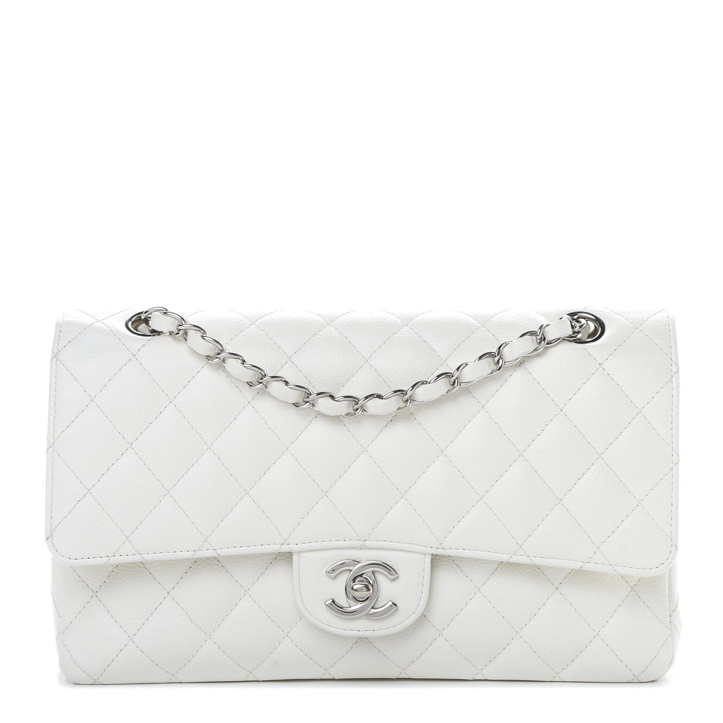 Caviar Quilted Small Double Flap White