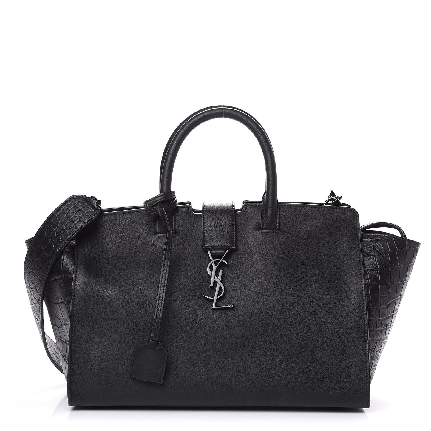 Smooth Calfskin Crocodile Embossed Small Monogram Downtown Cabas Black