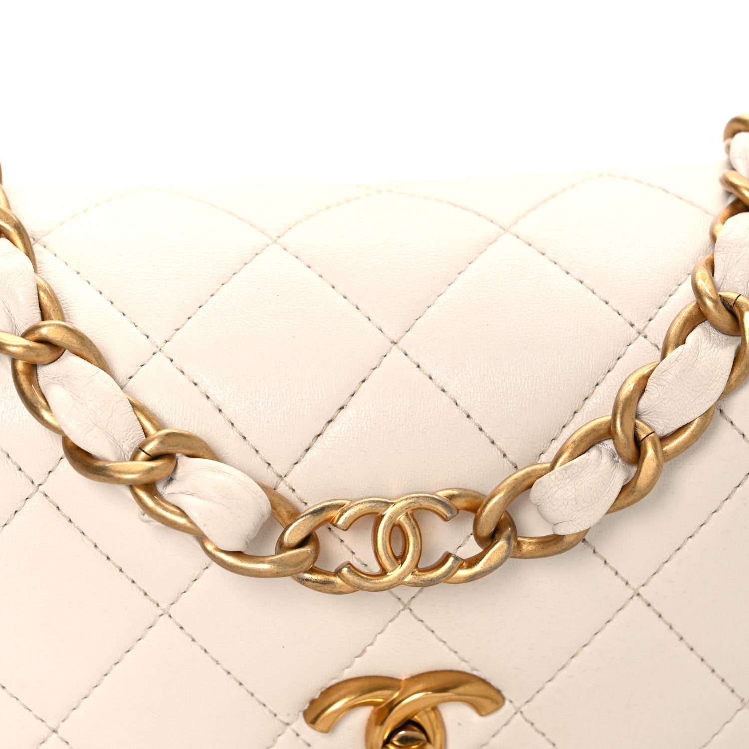 Chanel Lambskin Quilted CC Chain Flap Bag White 8 of 14