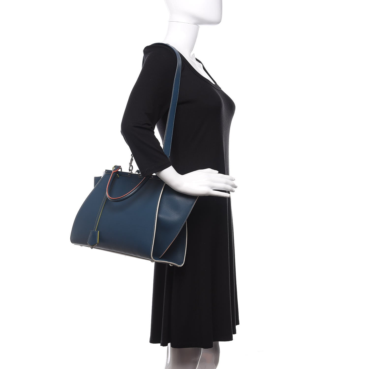 Fendi Vitello Dolce Century Petite 3Jours Tote Pavone 3 of 11