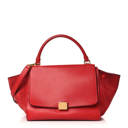 Celine Drummed Calfskin Suede Large Trapeze Coquelicot 1 of 10