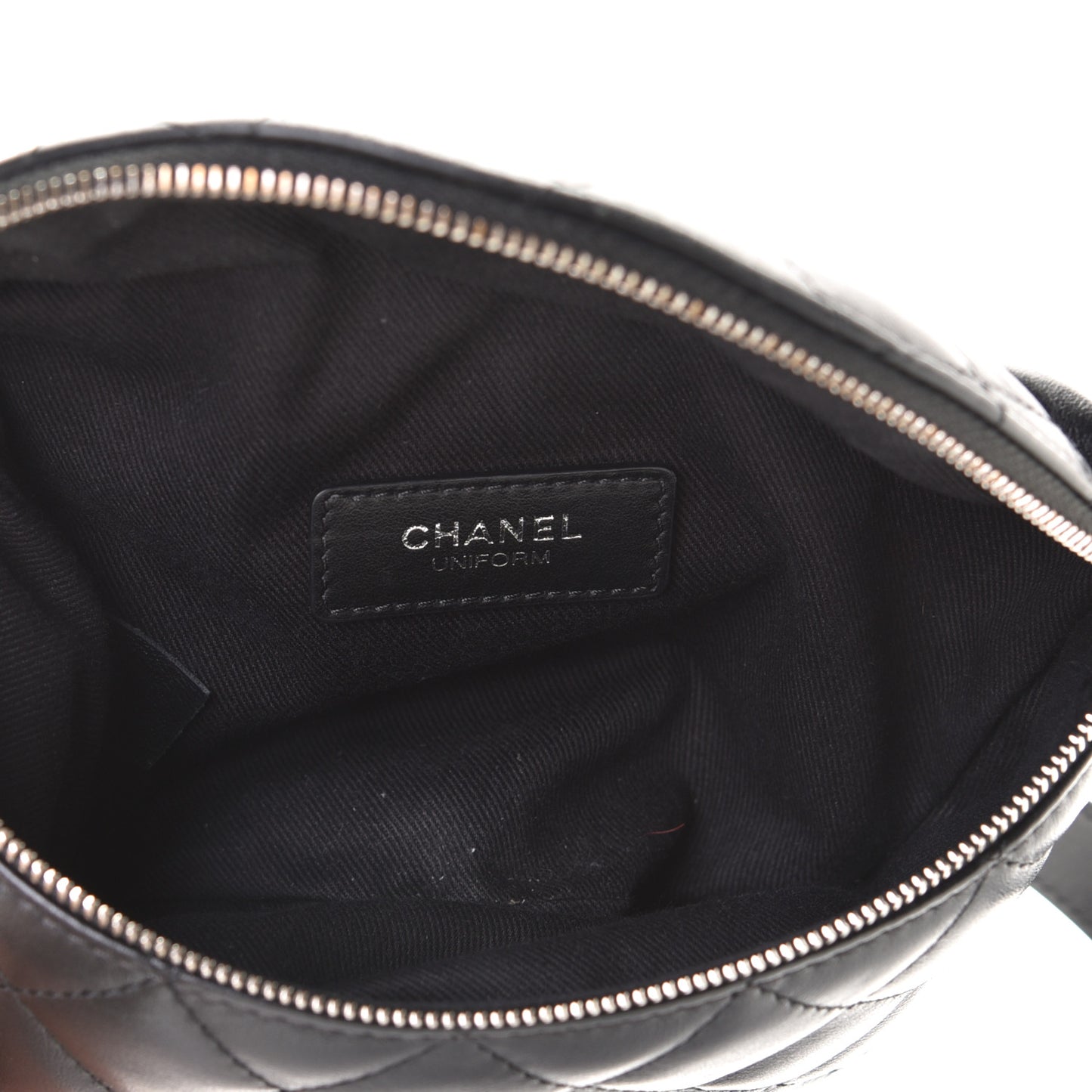Lambskin Quilted Waist Belt Bag Black