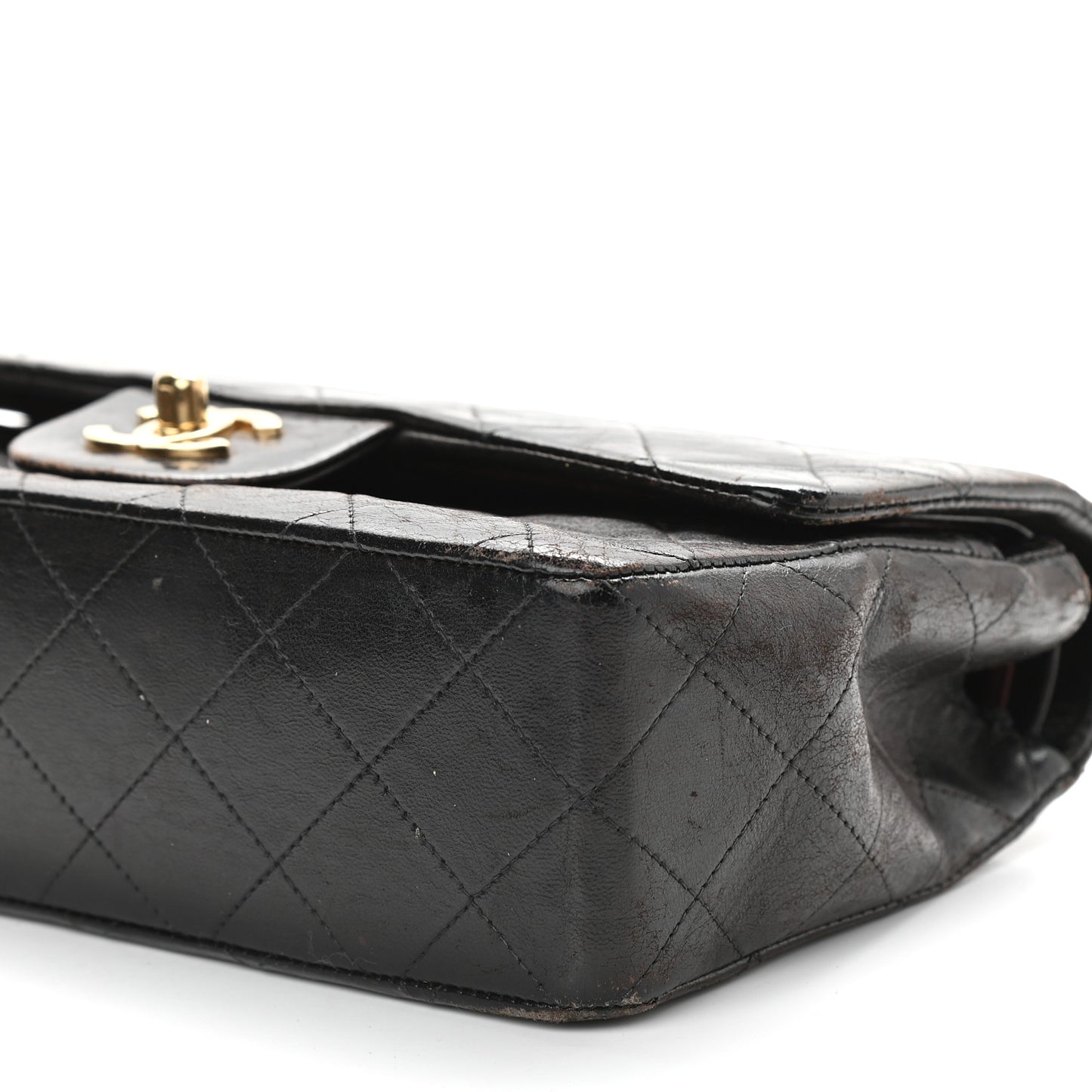 Lambskin Quilted Small Double Flap Black