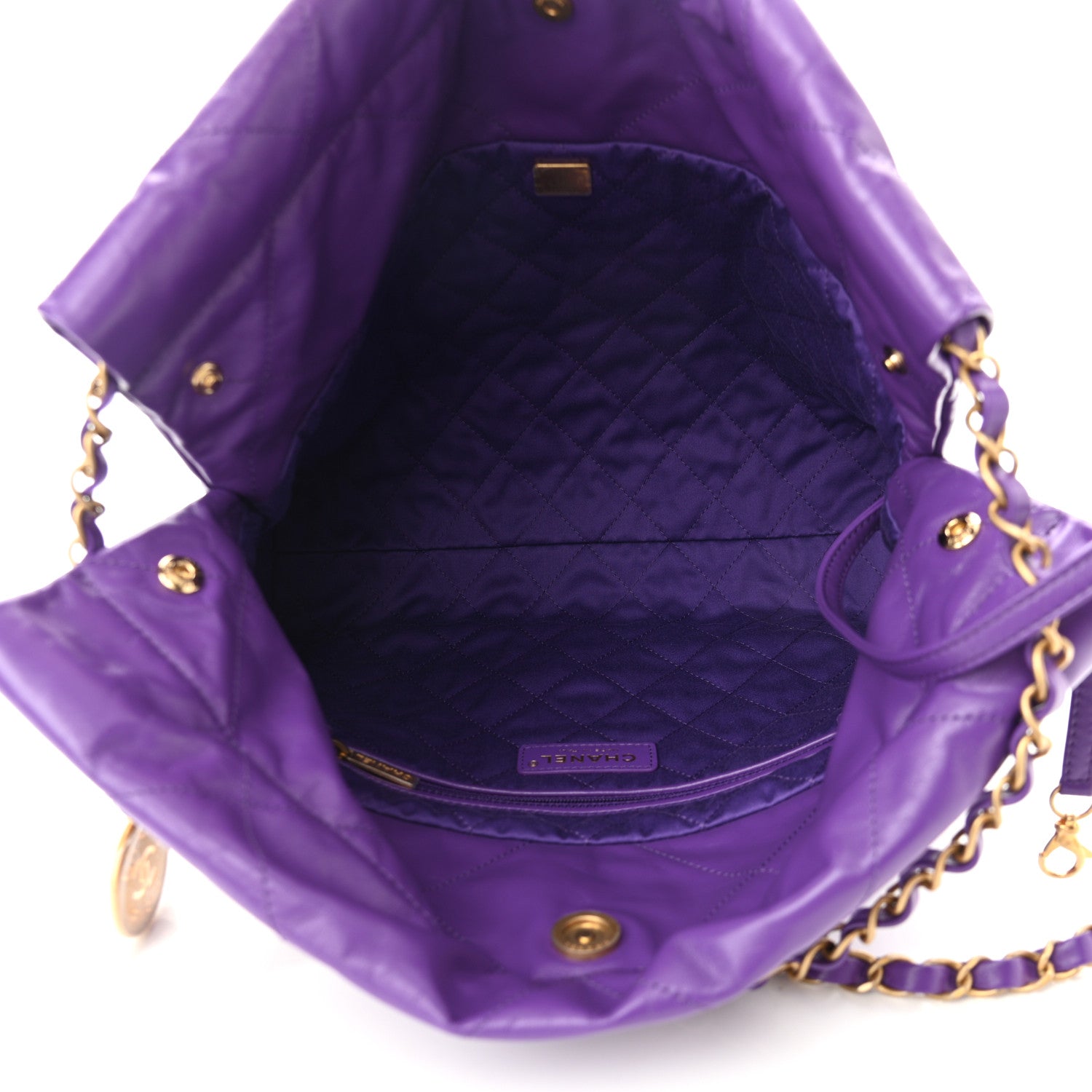 Chanel Shiny Calfskin Quilted Small Chanel 22 Purple 5 of 11