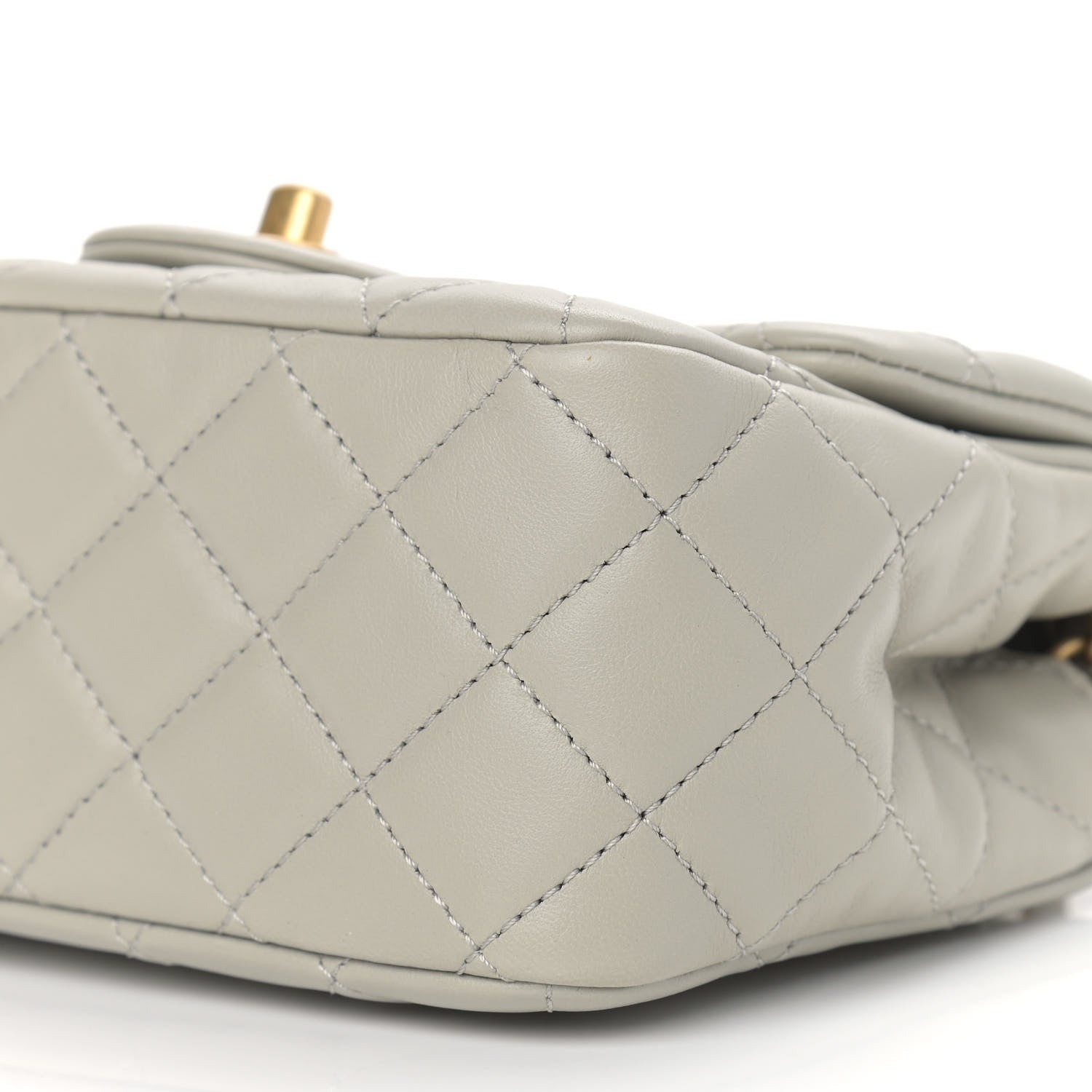Chanel Lambskin Quilted Mini Pearl Crush Flap Light Grey 9 of 9