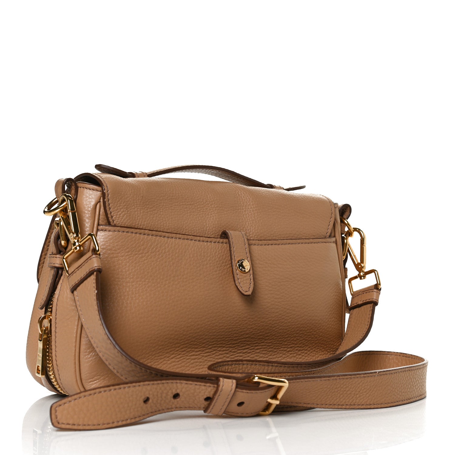 Prada Vitello Daino Push Lock Messenger Bag Noisette 3 of 13
