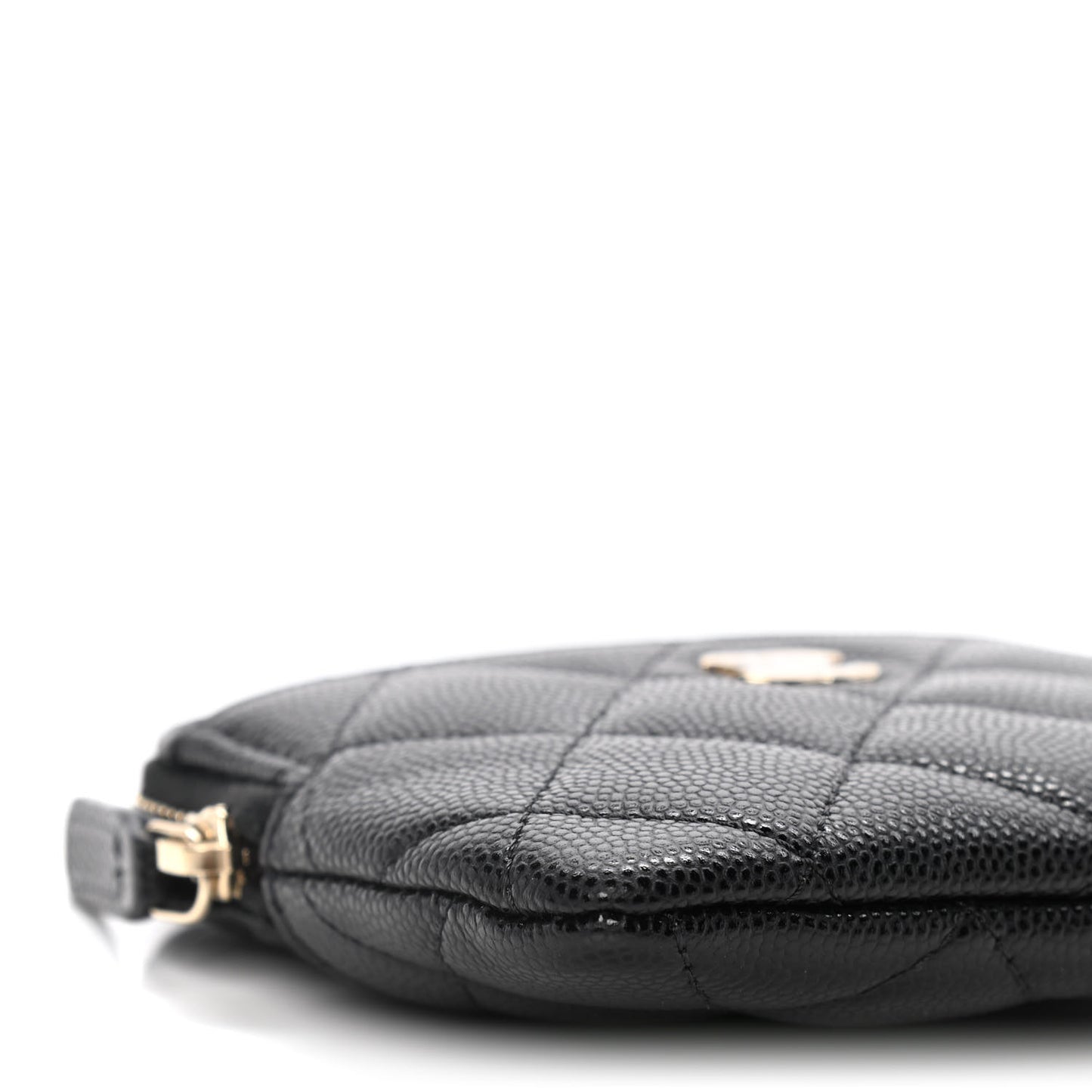 Caviar Quilted Zip Card Holder Wallet Black