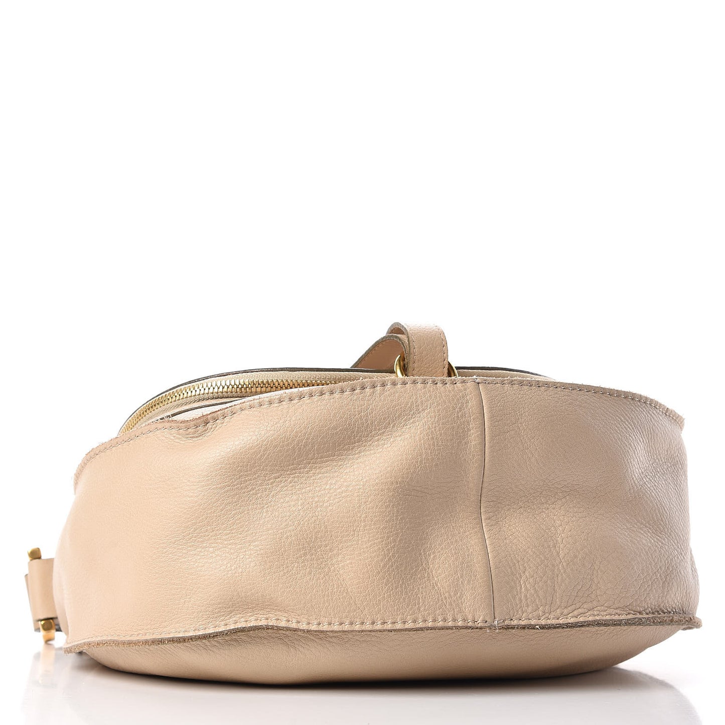 Calfskin Medium Marcie Round Zip Crossbody Bag Angora Beige