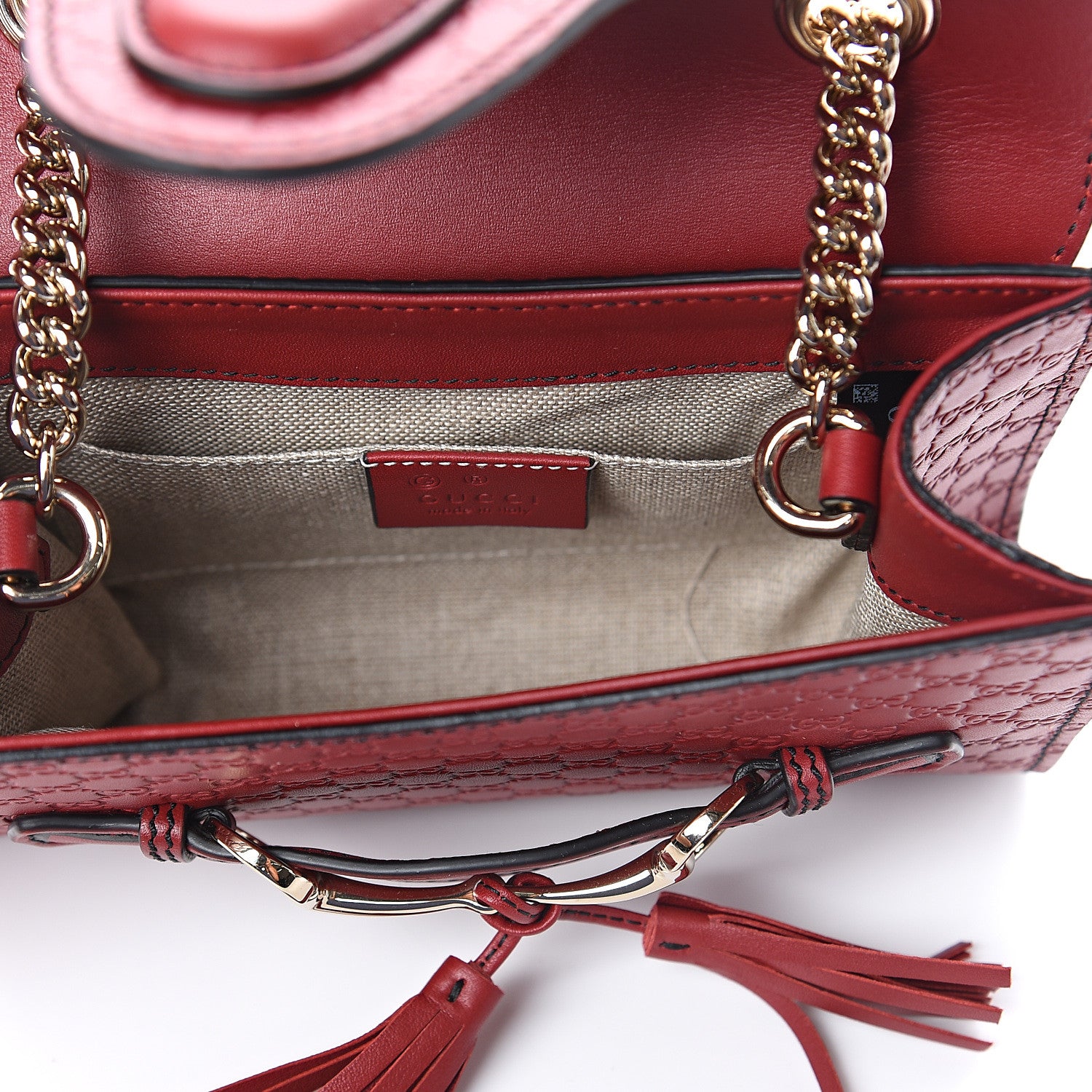 Gucci Soft Microguccissima Mini Emily Chain Shoulder Bag Rosso 4 of 7
