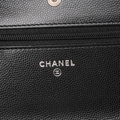 Chanel Caviar Chevron Quilted Wallet On Chain WOC Black 6 of 9