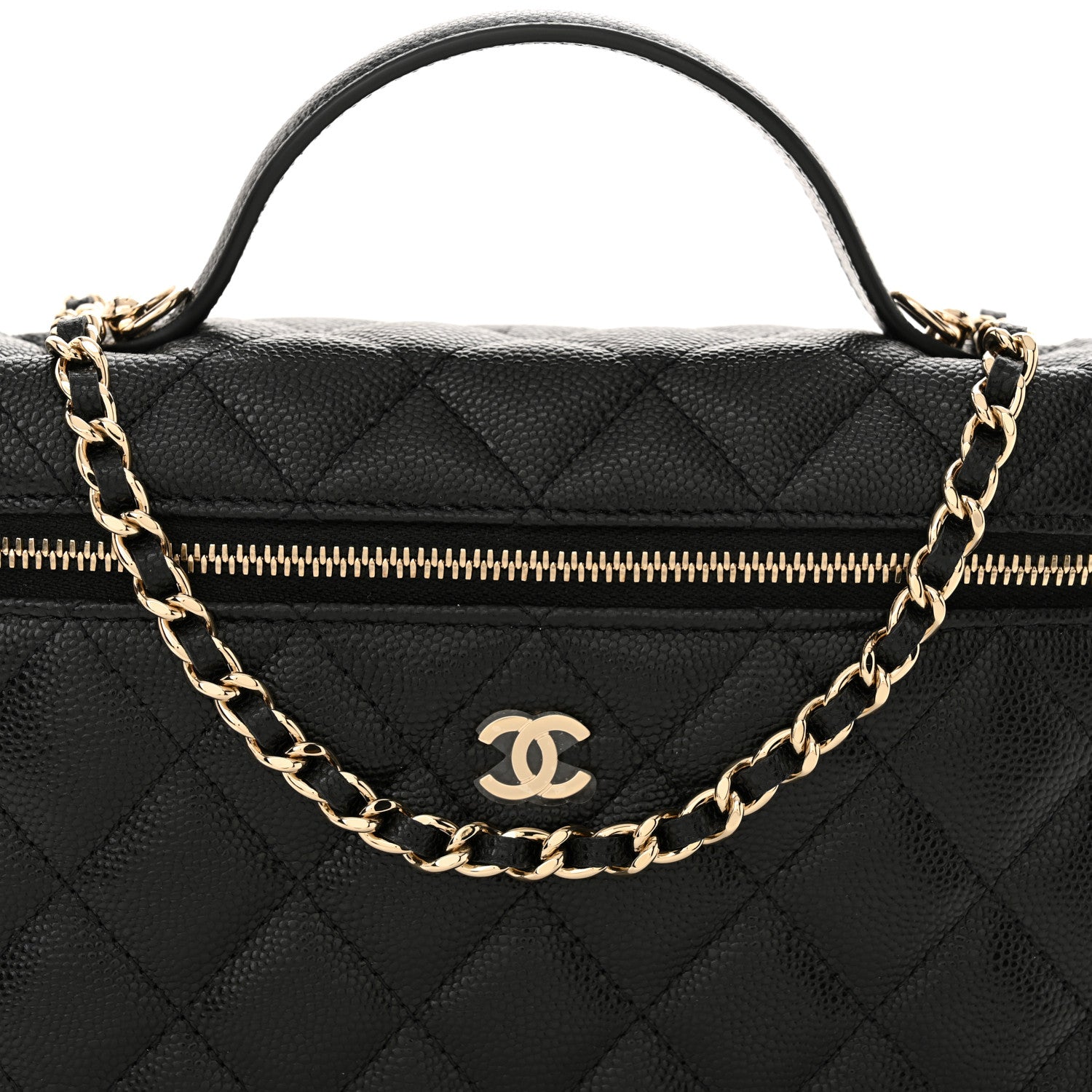 Chanel Caviar Quilted Top Handle Slim Vanity With Chain Black 8 of 11