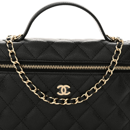 Chanel Caviar Quilted Top Handle Slim Vanity With Chain Black 8 of 11