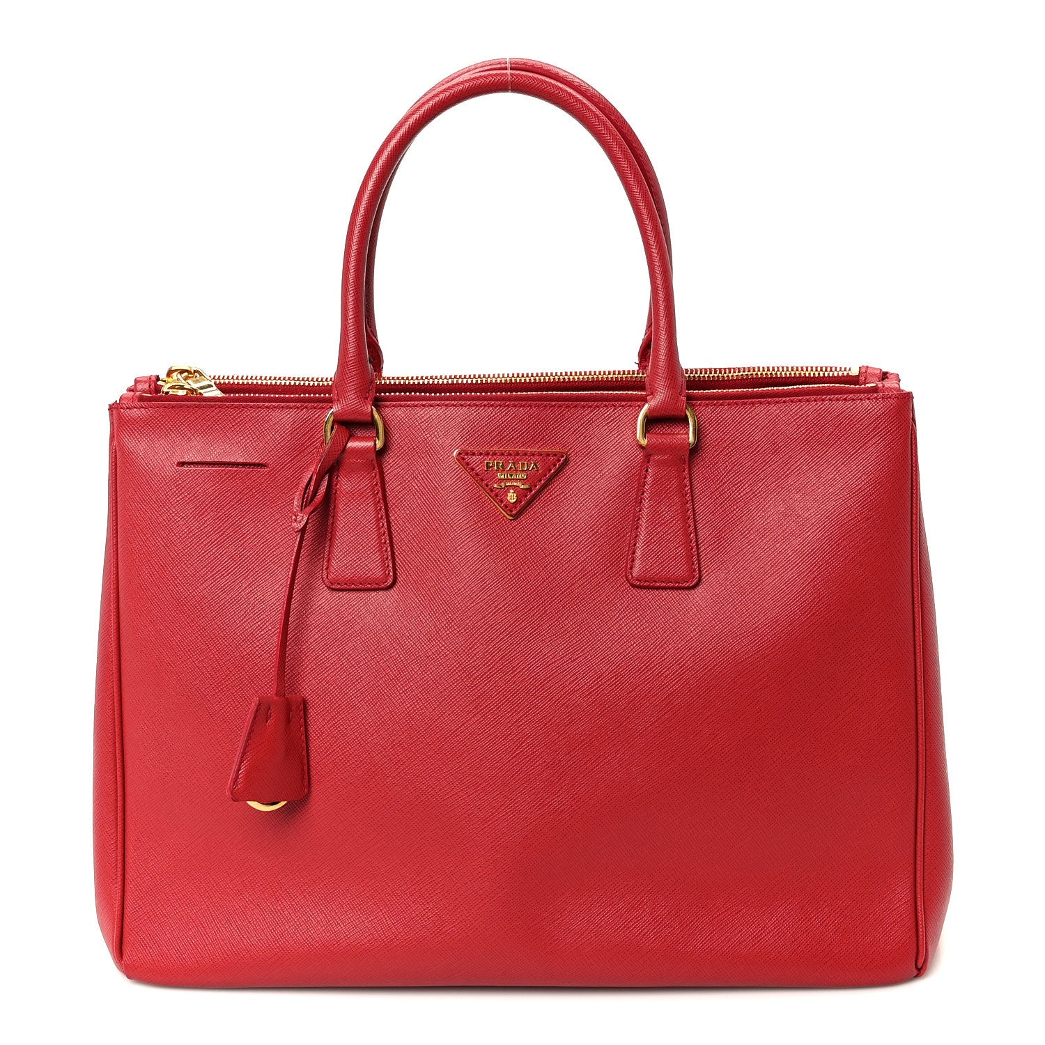 Prada Saffiano Lux Large Double Zip Tote Fuoco 1 of 9