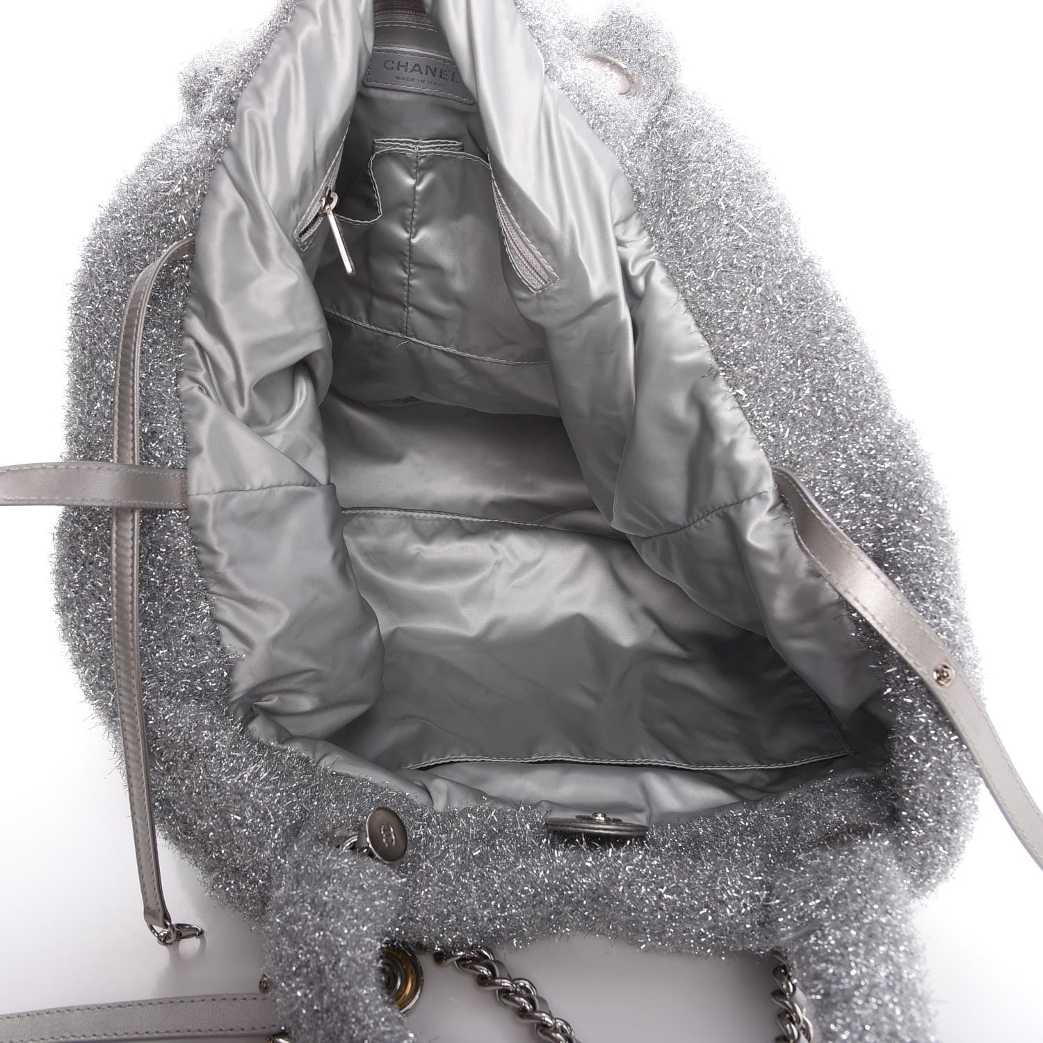 Chanel Knit Metallic Lambskin Large Shopping Tote Silver 5 of 8
