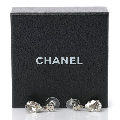 Chanel CC Crystal Teardrop Dangle Earrings Silver 5 of 5