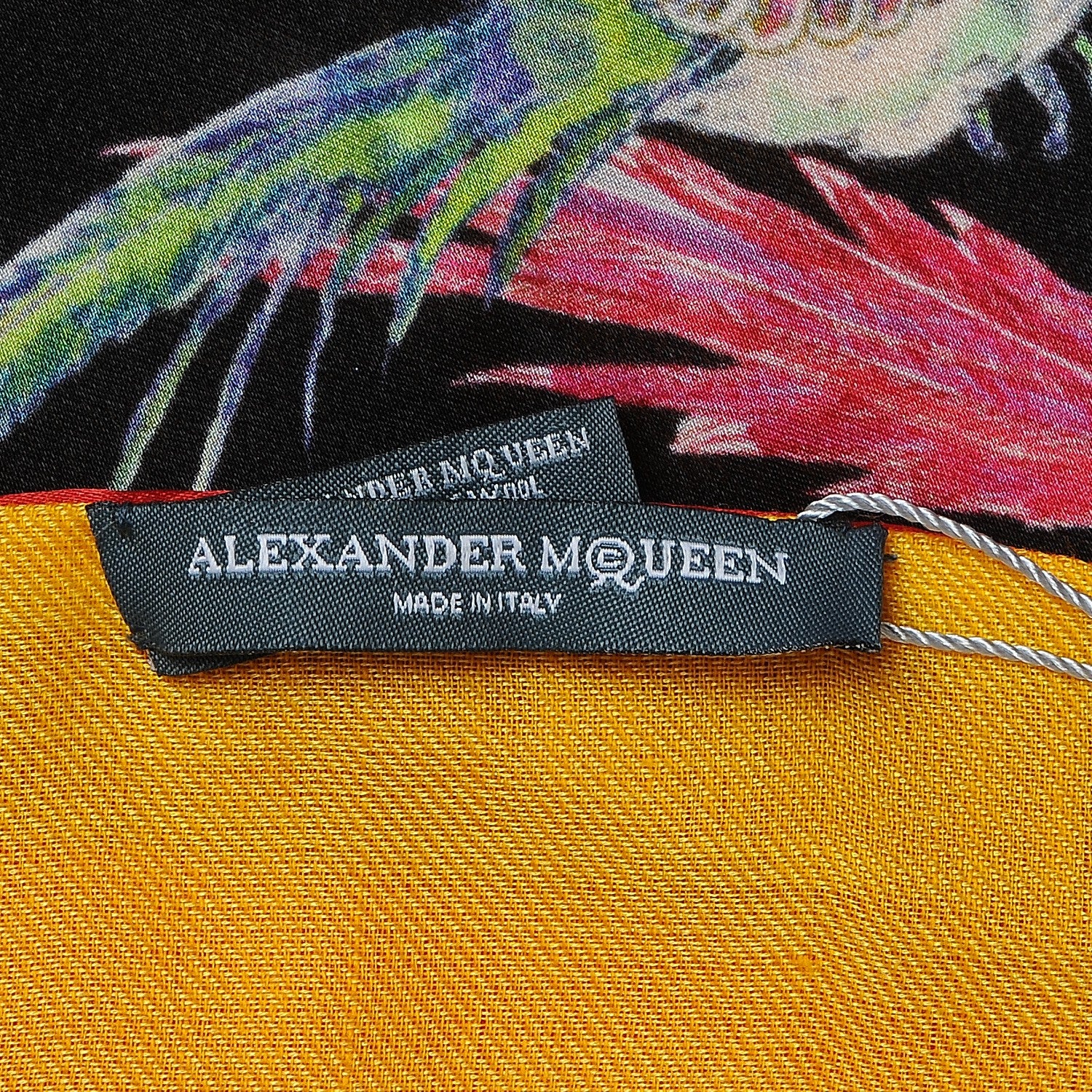 Alexander McQueen Silk Wool Bird Print Scarf Red 5 of 6